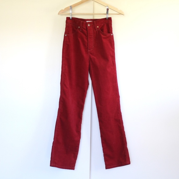 Wrangler Heritage Fit Red Corduroy High Waist Pants - Picture 1 of 6